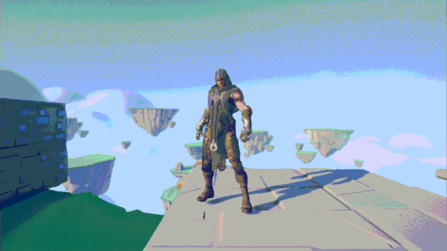 Gideon riding back and forth on a platform